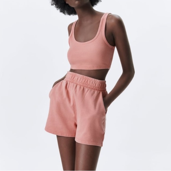 Zara Pink Sweat Shorts - Picture 1 of 5